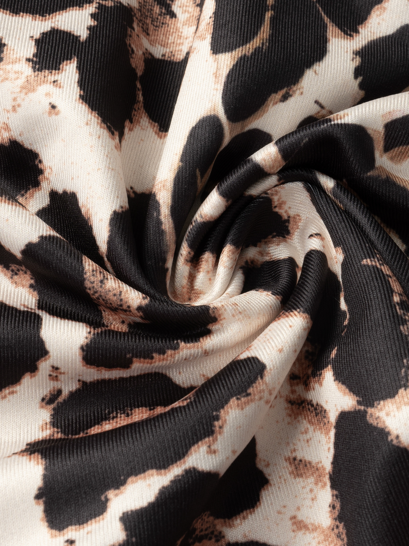 Fitted Leopard Top & Black Lace-Trimmed Satin Skirt Two Piece Set