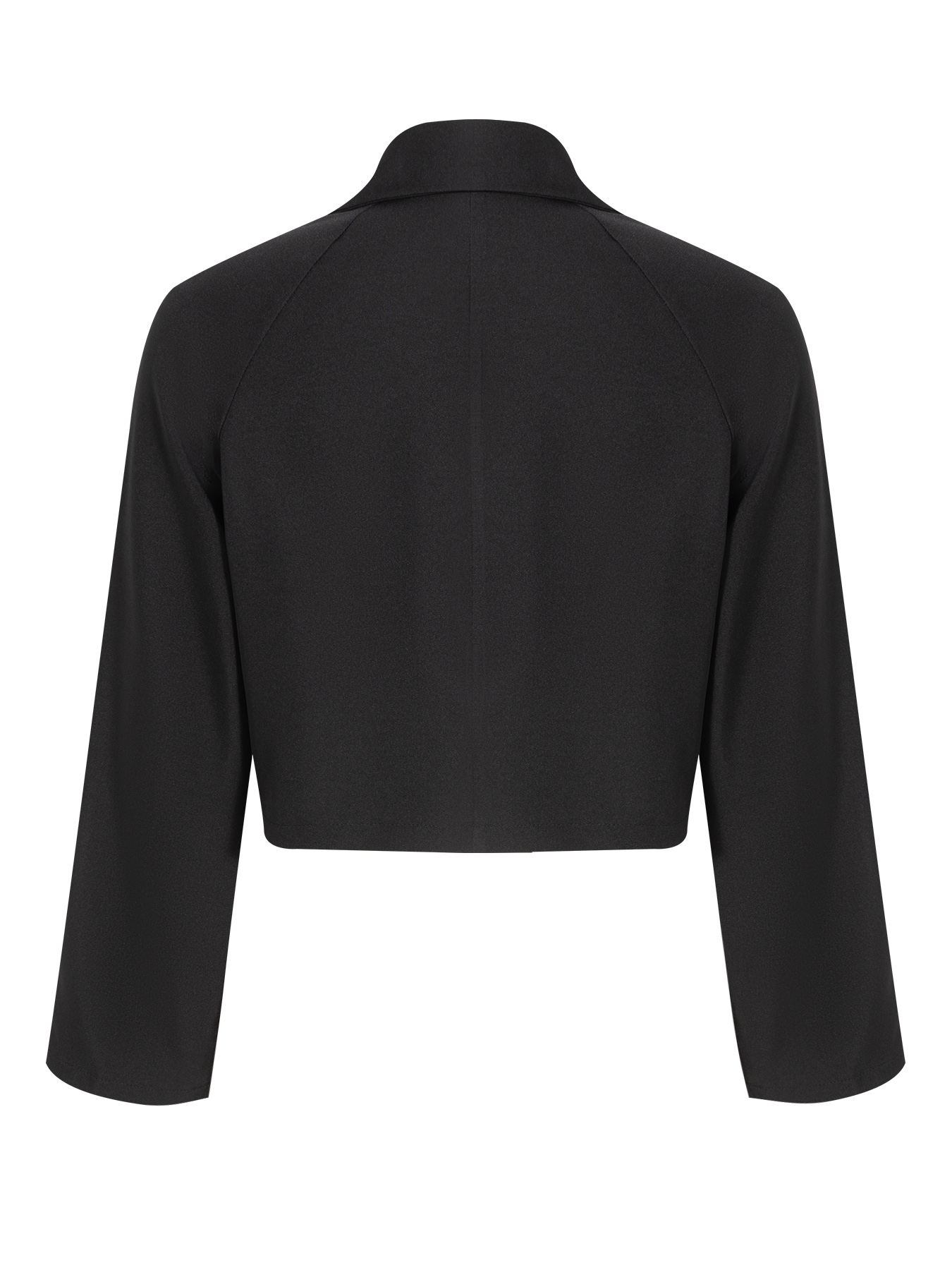 Woman's Black Cropped Double-Breasted Jacket with Metal Buttons-Aegean-sea