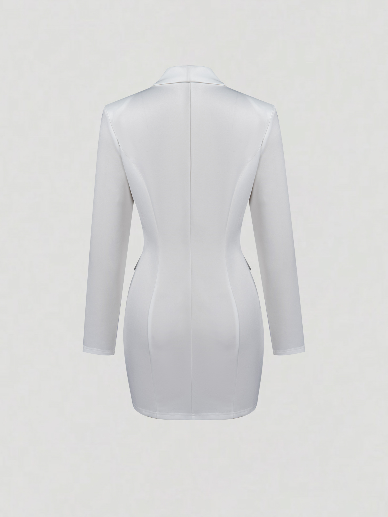 White Blazer Dress with Embellished Double Buttons-Aegean-sea