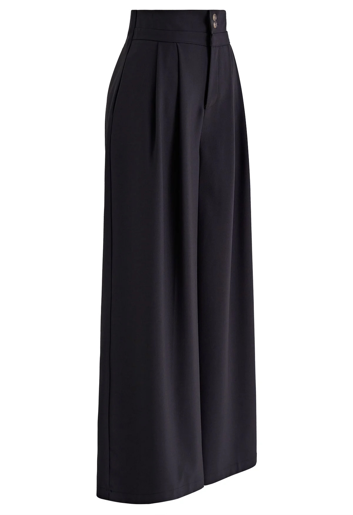 Women's Black High-Waisted Wide Leg Trousers-Aegean-sea