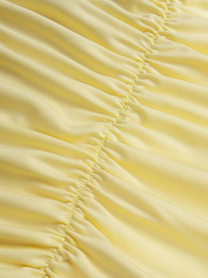 Woman's Light Yellow Off-Shoulder Lace Mermaid Dress