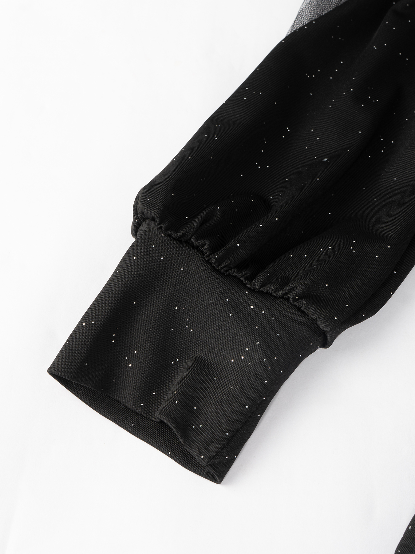 Woman's Glitter Mesh-Sleeve Ruched V-Neck Bodycon Mini Dress-Aegean-sea