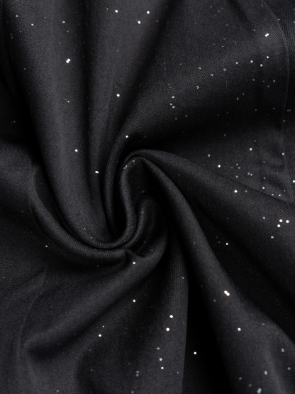 Women's Black polka dot sleeveless mid-length evening dress-Aegean-sea