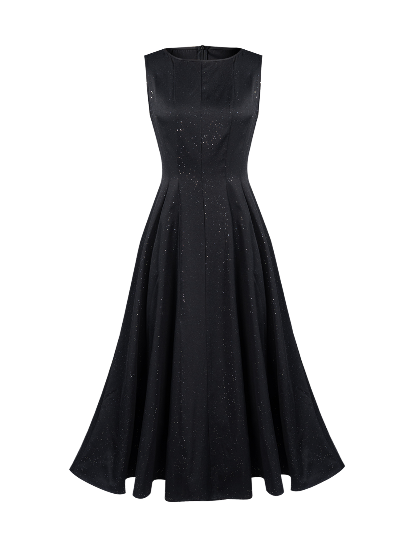 Women's Black polka dot sleeveless mid-length evening dress-Aegean-sea