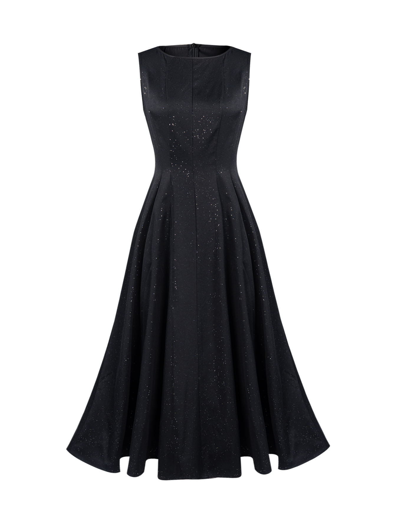 Women's Black polka dot sleeveless mid-length evening dress-Aegean-sea