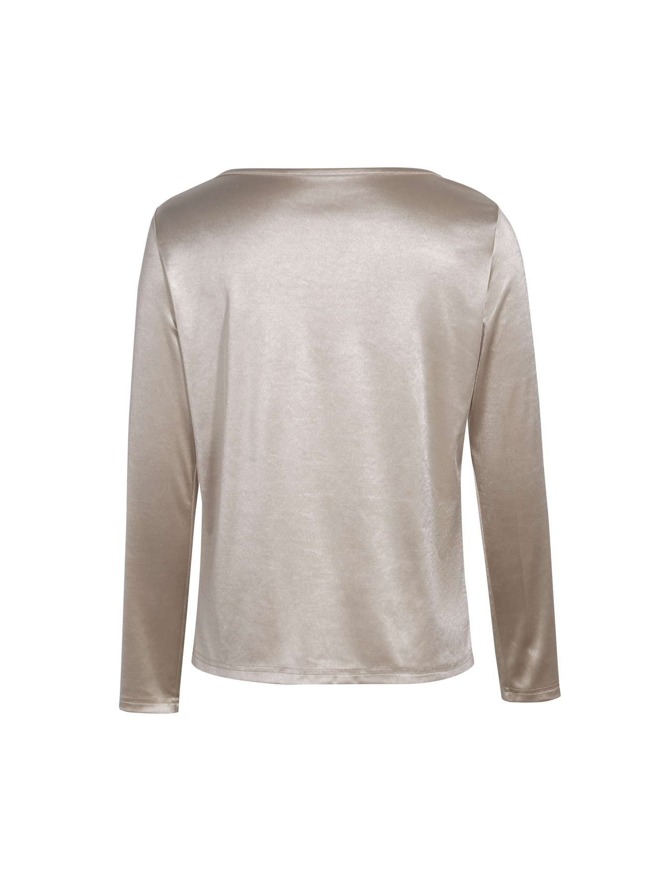 Y2K Beige Satin Cowl Neck Long Sleeve Top-Aegean-sea