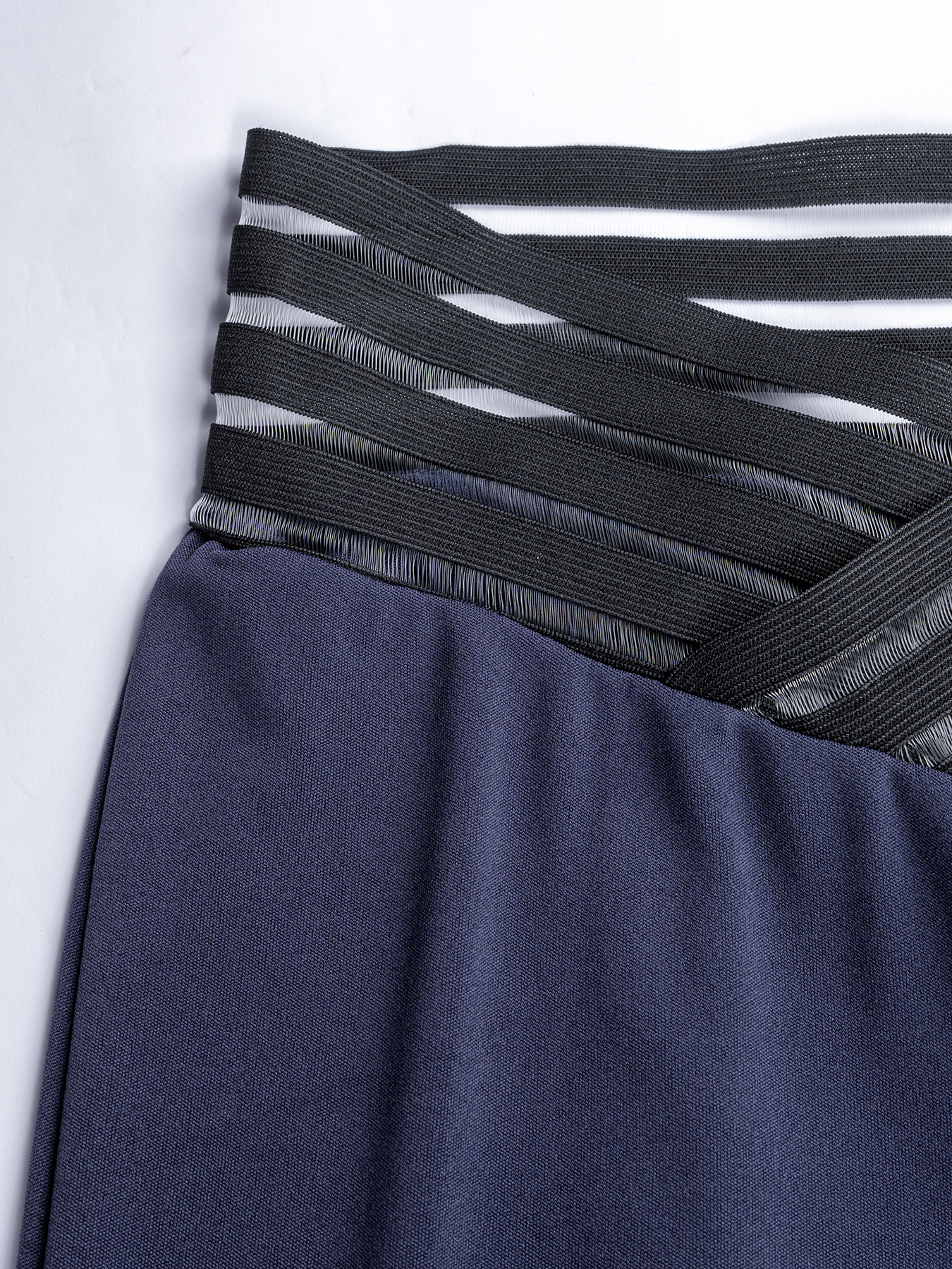 Women's High-Waisted Cropped Trousers with Mesh Detail-Aegean-sea