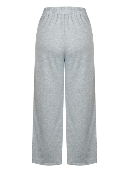 Light gray cross-waisted wide-legged pants for women Loose sagging casual sweatpants Daily commute laziness-Aegean-sea