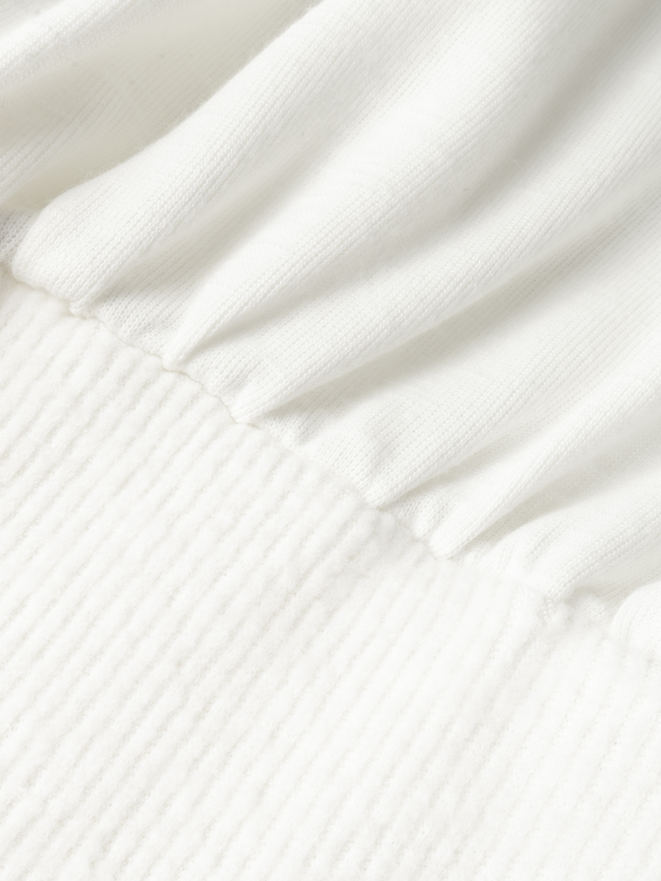 White Off-The-Shoulder Long Sleeve Knit Top with Ribbed Waist