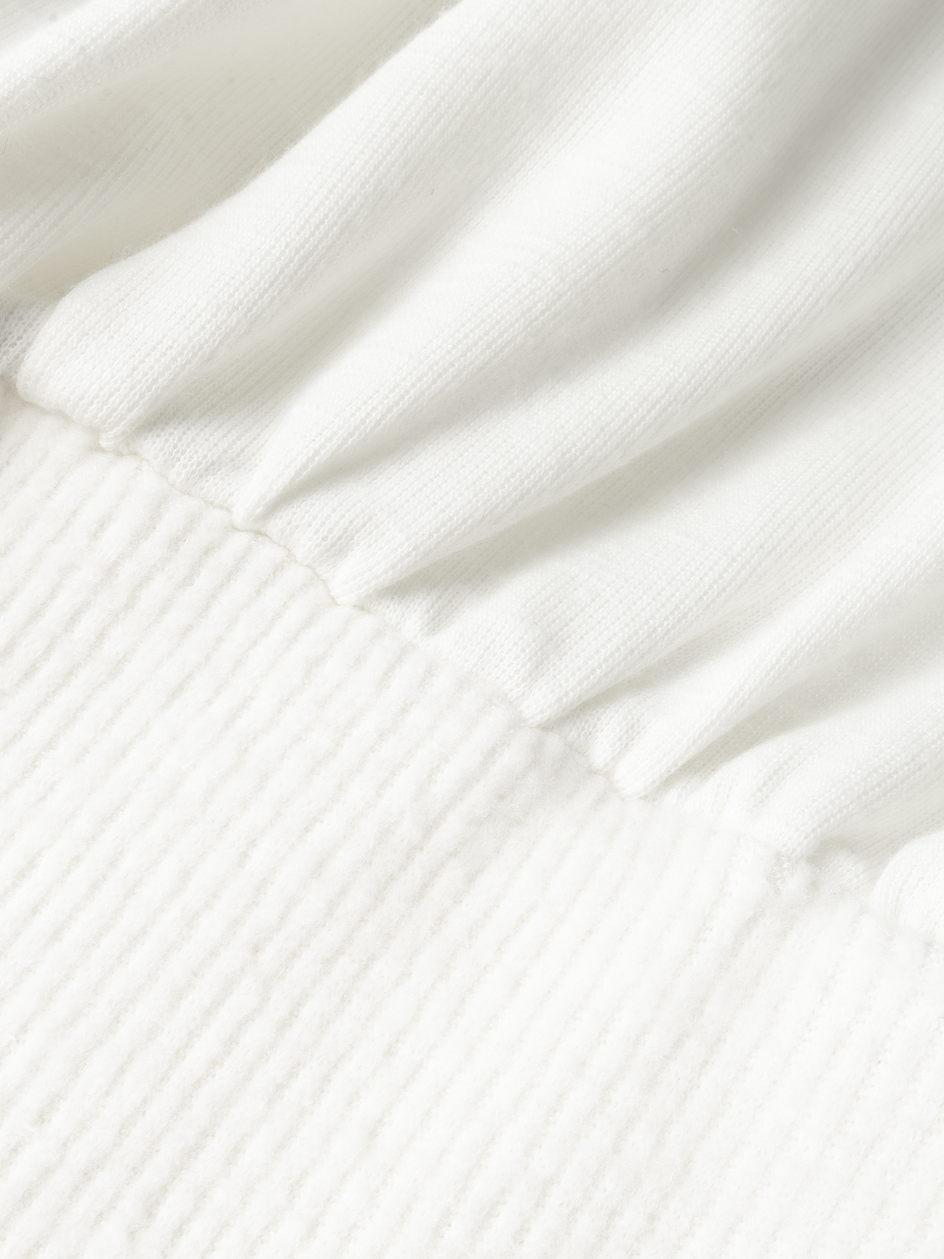 White Off-The-Shoulder Long Sleeve Knit Top with Ribbed Waist