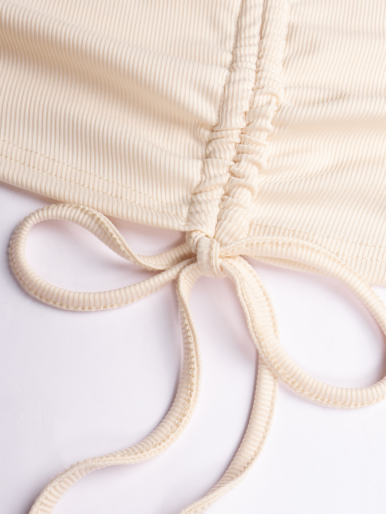 Cuello cuadrado de cordón trenzado Ruched Manopla Corte superior-Aegean-sea