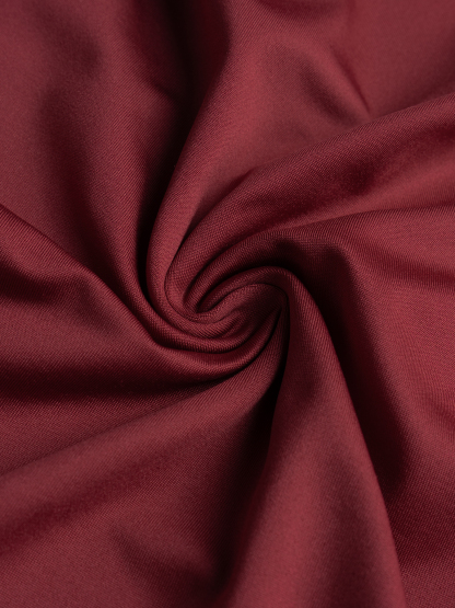 Woman's Burgundy Deep V Ruched O-Ring High Slit Dress-Aegean-sea