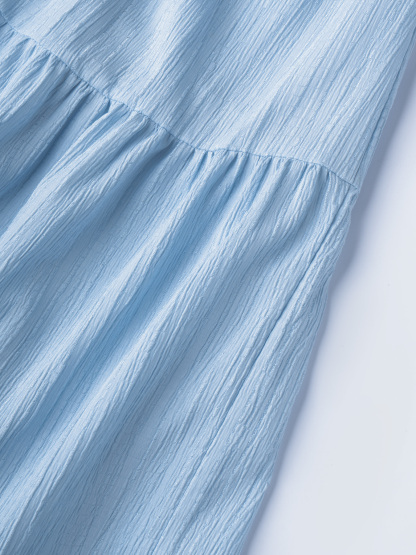 Woman's Back Bow Spaghetti Strap Tiered Maxi Dress : Loose Slimming Elegant Long Dress