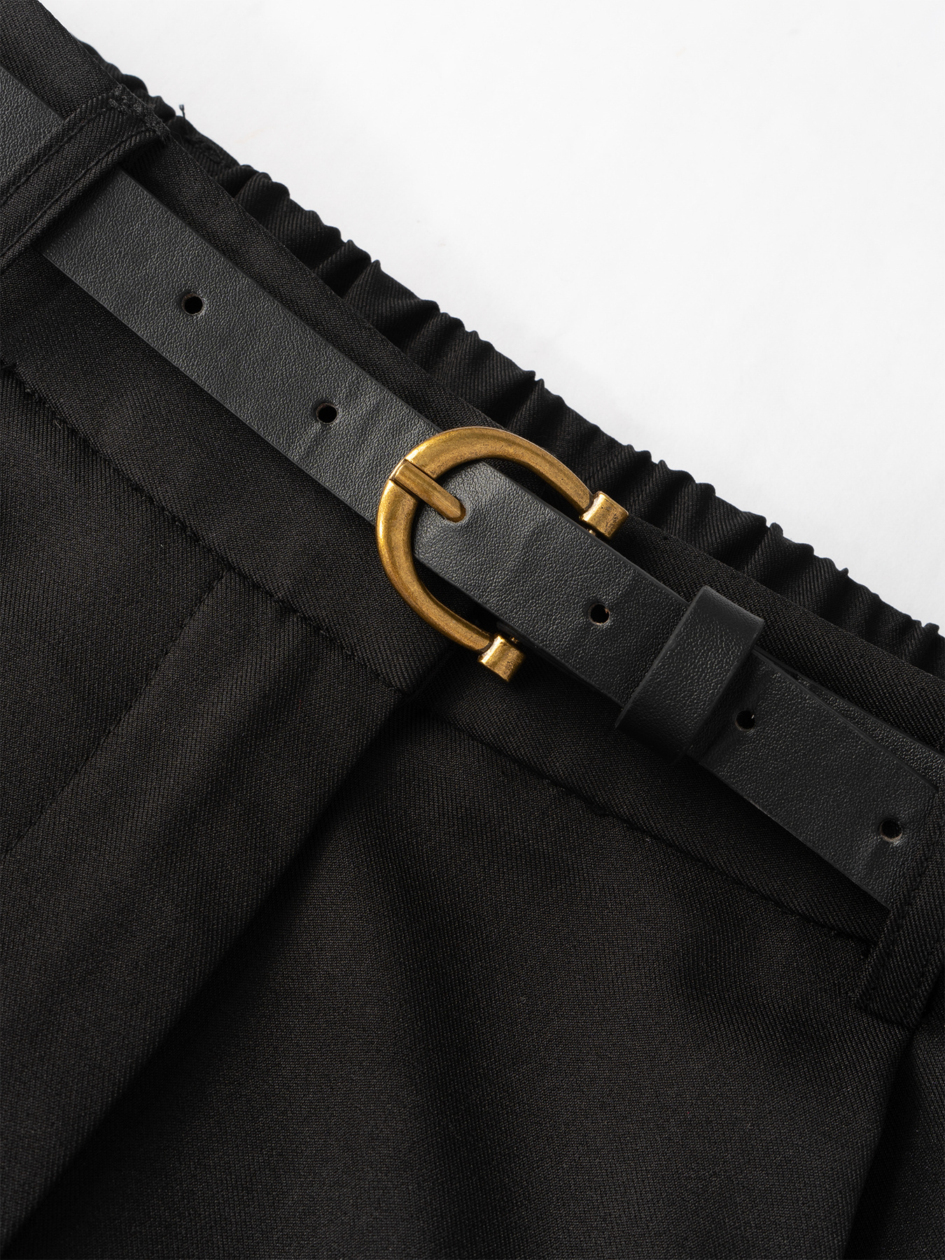 Woman's  Office Casual Style Black High-Waisted Wide-Leg Suit Pants -Aegean-sea