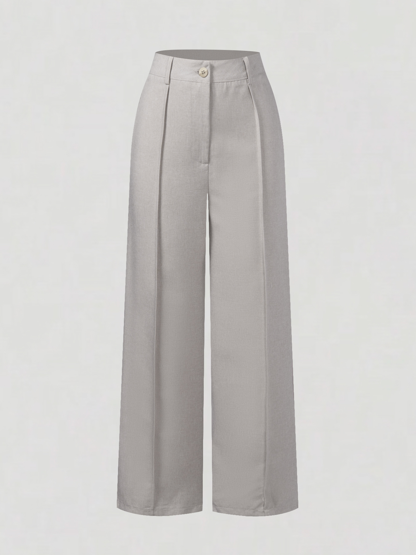 Pantalones anchos plisados de cintura alta de color gris claro para mujer-Aegean-sea