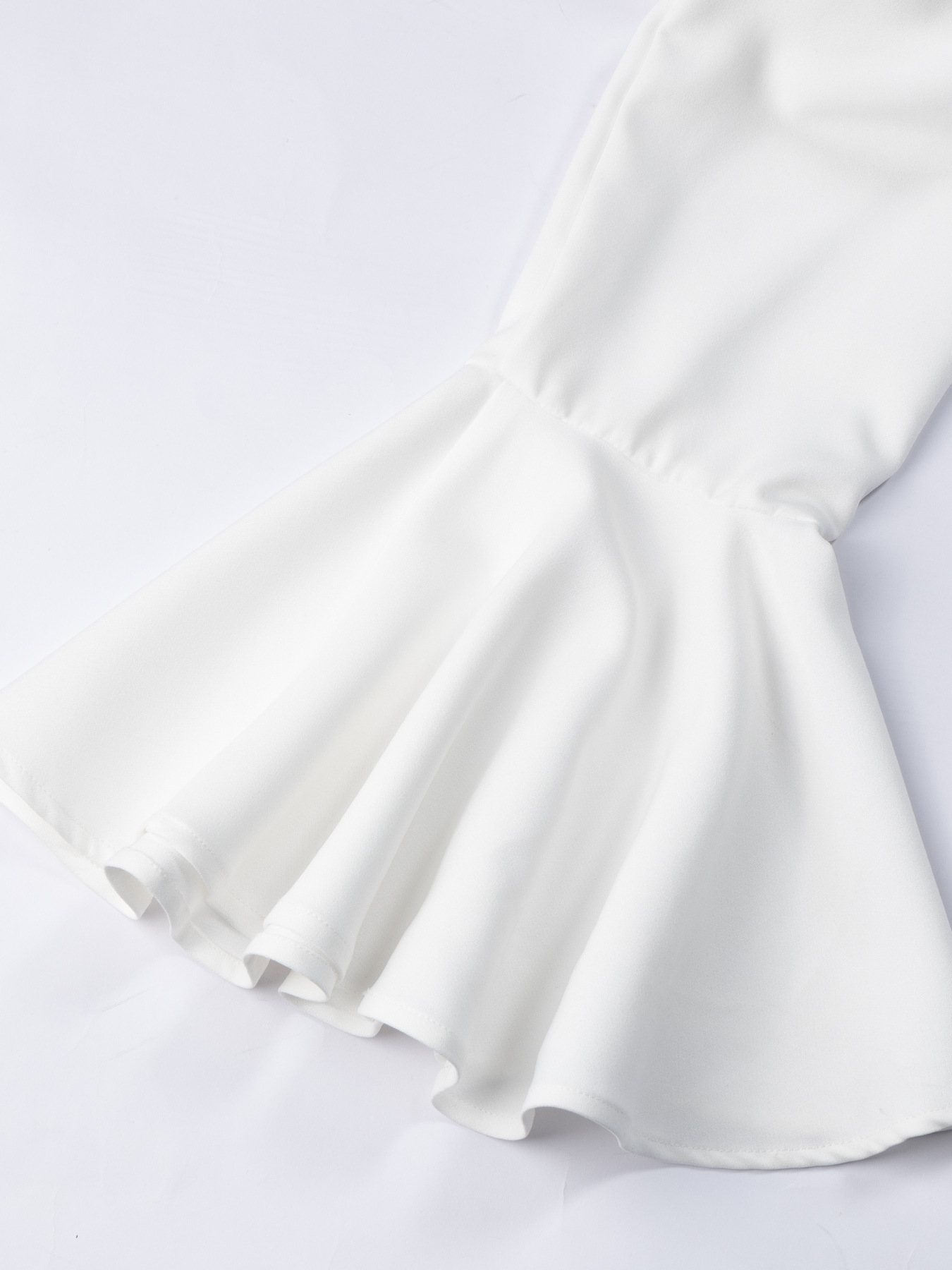 Woman's White Bell Sleeve Lace-Trimmed Blazer Dress