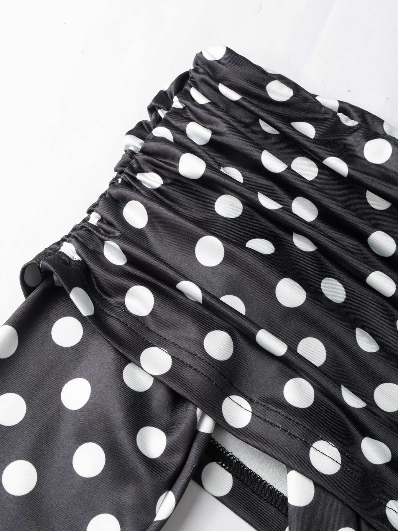 Woman's Off-the-Shoulder Long-Sleeve Polka Dot Maxi Dress-Aegean-sea