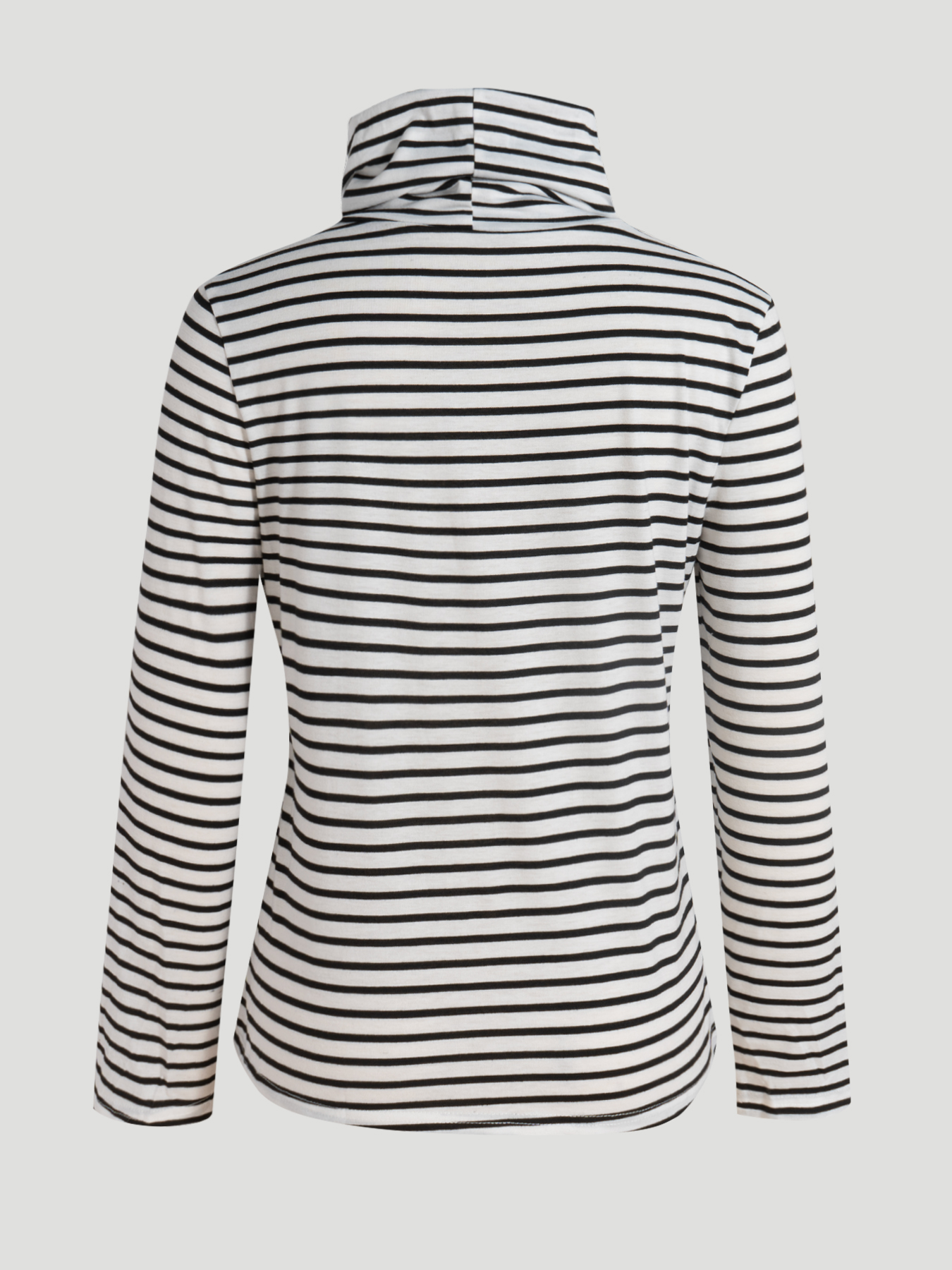 Camiseta de manga larga con cordón de cuello alto a rayas para mujer-Aegean-sea