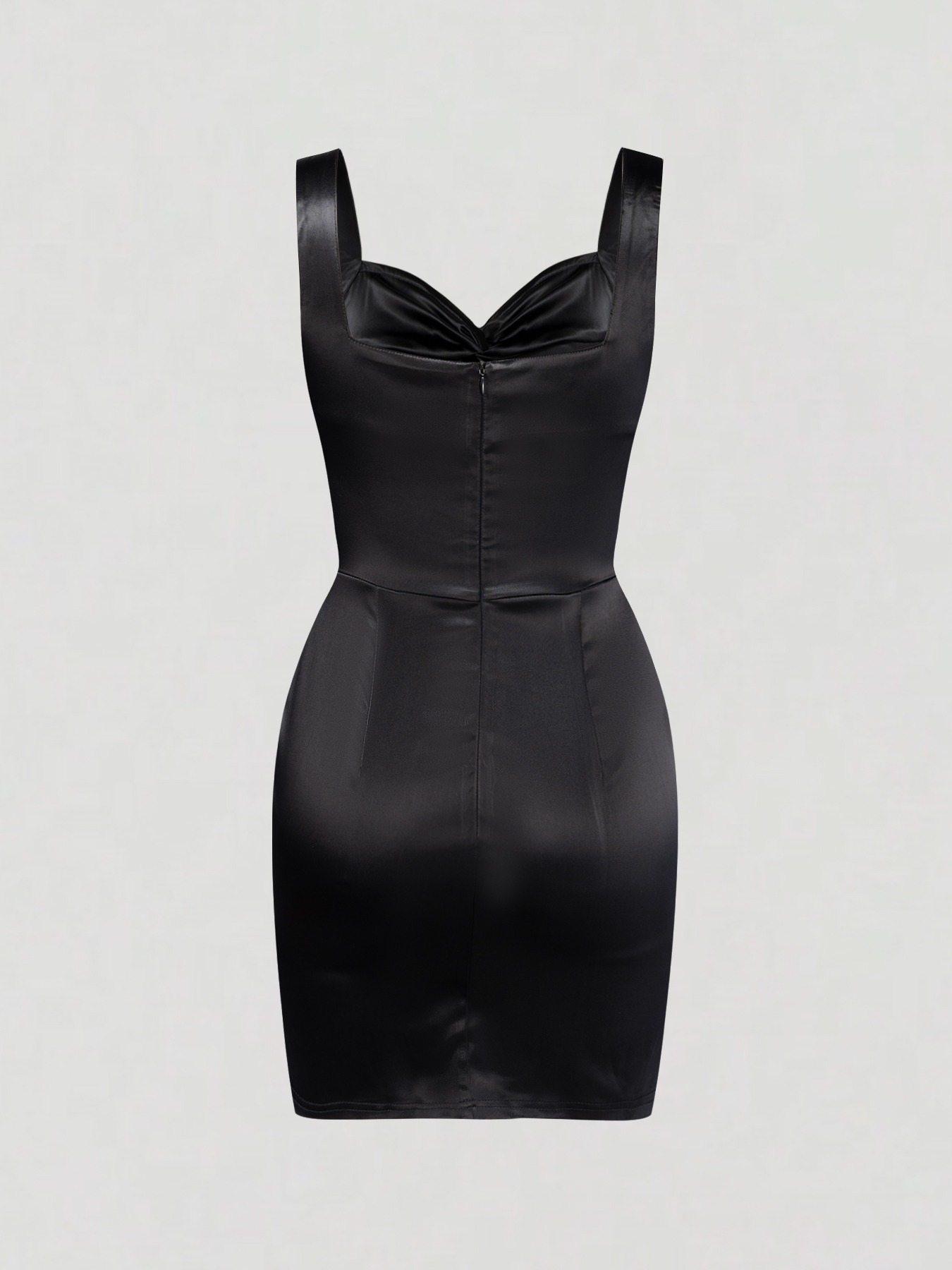 Woman's Hot Girl Sexy Style Black Satin Bustier Dress: Fitted Mini Party Formal Dress 