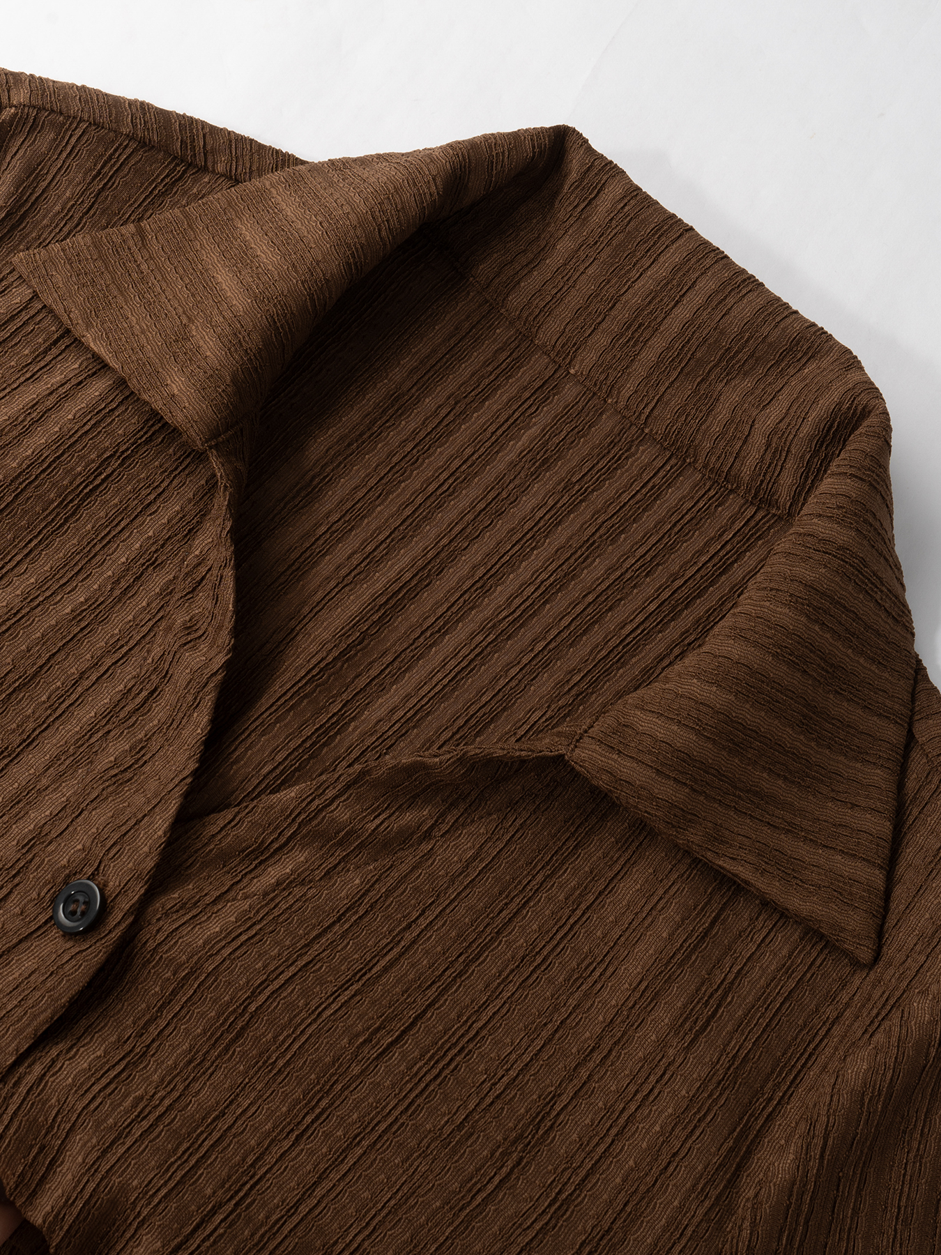 Woman's Chocolate brown striped collared cardigan-Aegean-sea