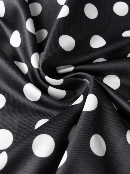 Woman's Off-the-Shoulder Long-Sleeve Polka Dot Maxi Dress-Aegean-sea