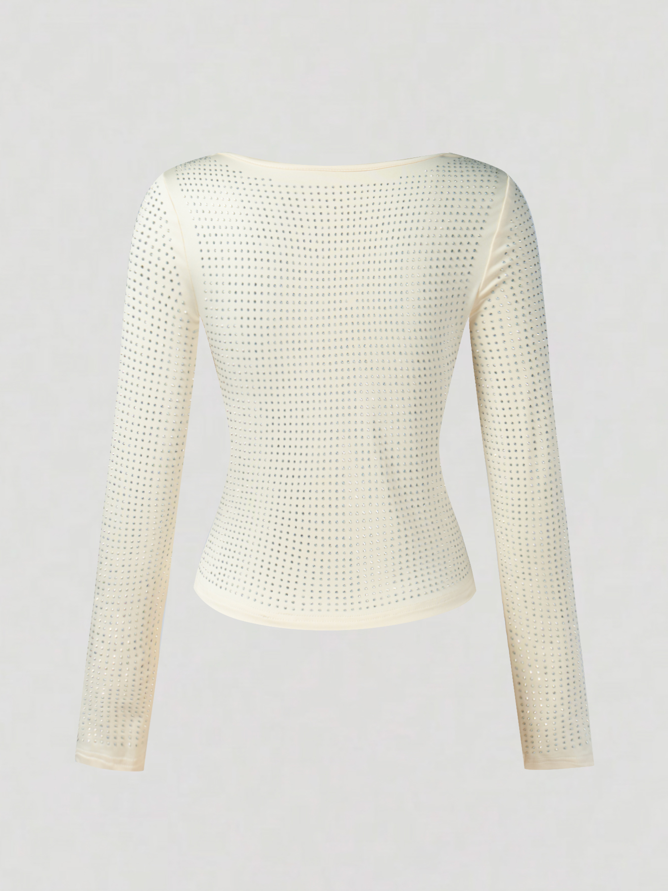 Woman's Cream Sequin Cowl Neck Long Sleeve Top with Lace Detail