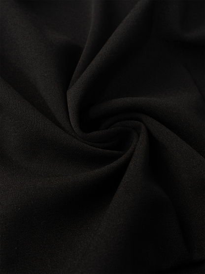 Woman's Black Stand-Collar Waist-Fitted Blazer | Cuff Sheer Mesh Panel Office Suit Jacket-Aegean-sea