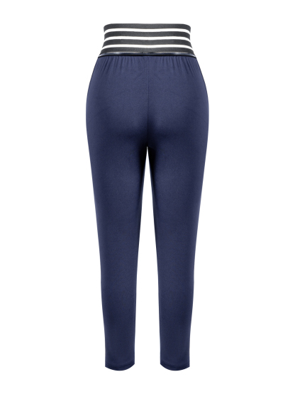 Women's High-Waisted Cropped Trousers with Mesh Detail-Aegean-sea