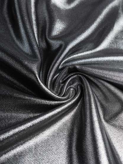 Black-and-silver pearl-stitched dress. Long skirt with square neck and long sleeves, tight and shiny. Sexy dress for dinner parties.-Aegean-sea