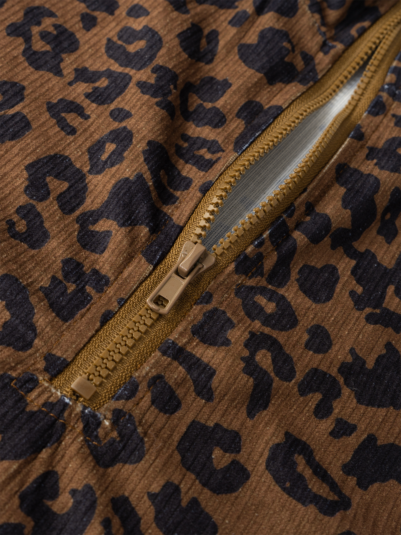 Sudadera holgada de terciopelo con estampado de leopardo de mujer de cuello alto con cremallera media-Aegean-sea