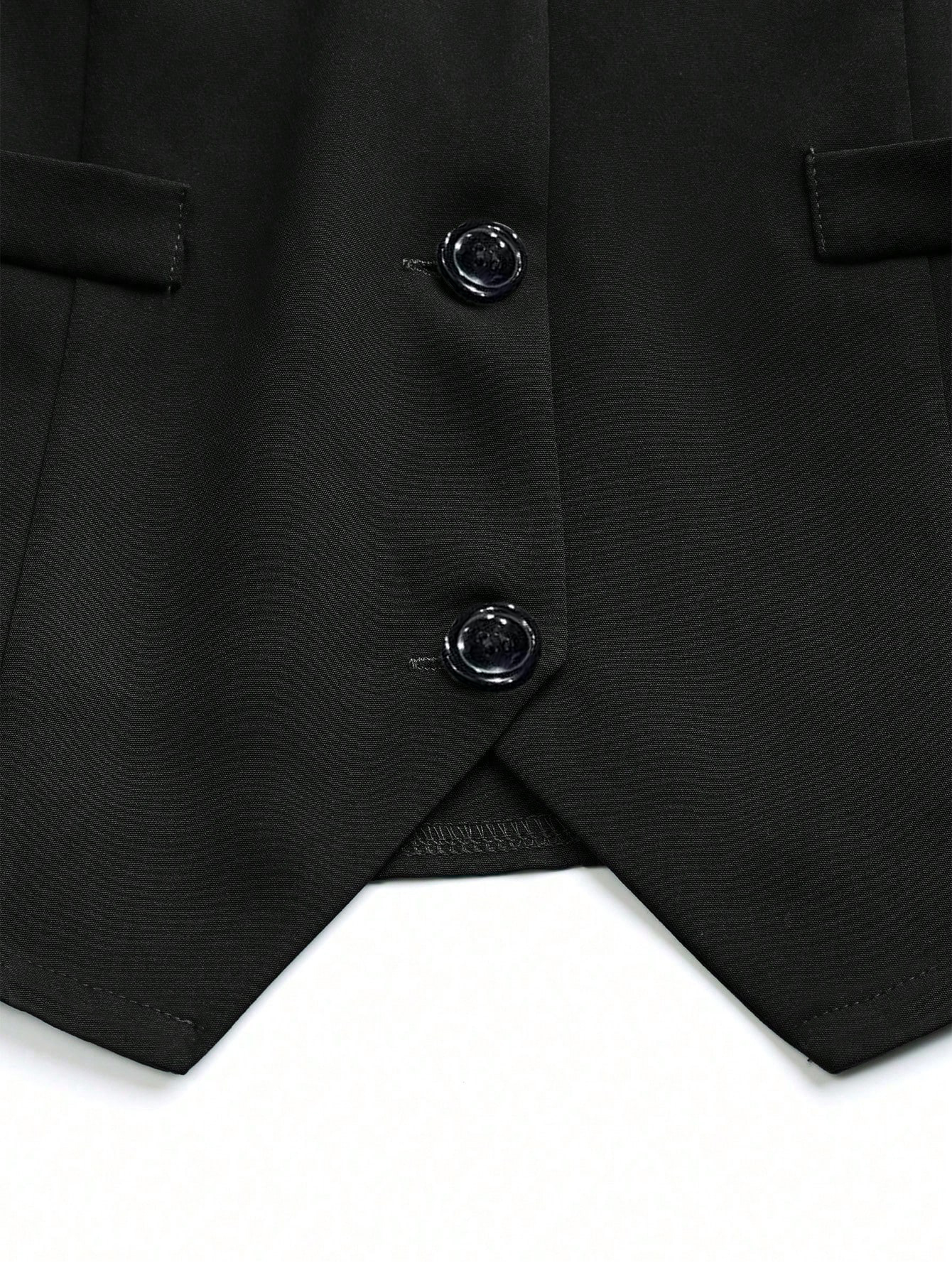 Y2K Black Button-Front Fitted Vest-Aegean-sea