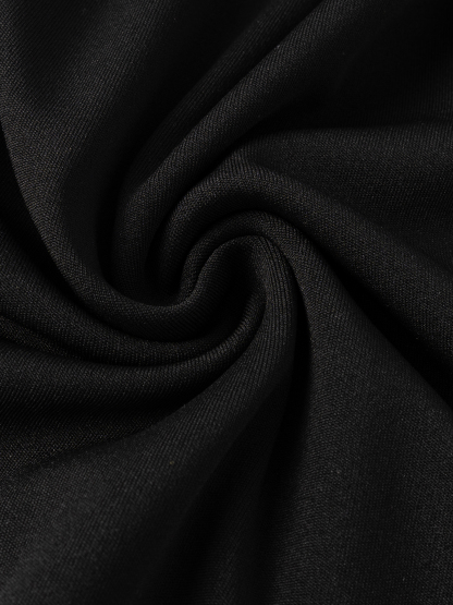 Woman's Vintage Elegant Style Black & White Dress: Bow Paneled Fitted Office Elegant Dress