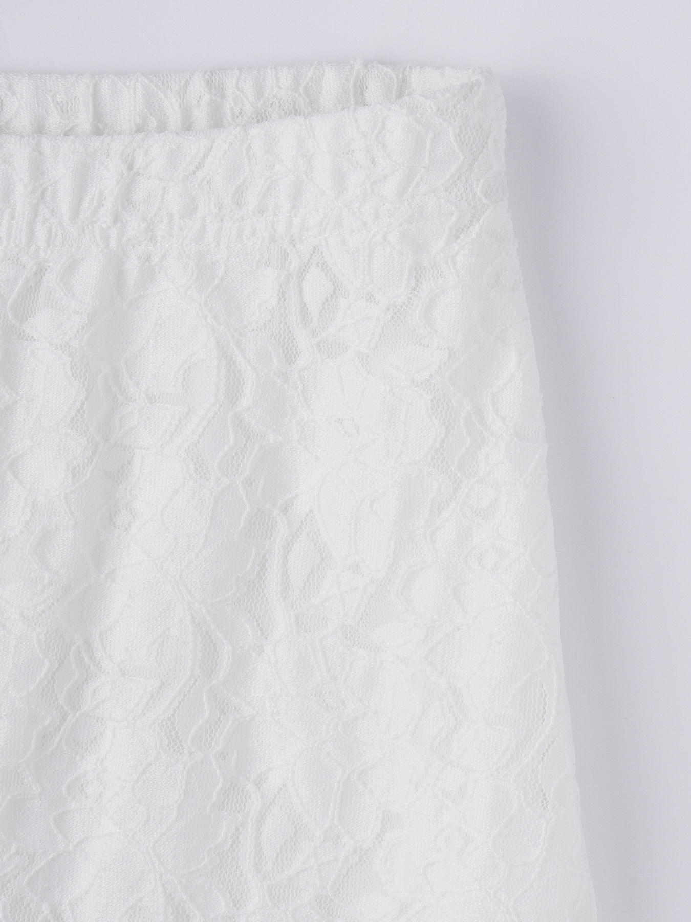 White lace high-waisted full-length skirt, holiday-style short skirt