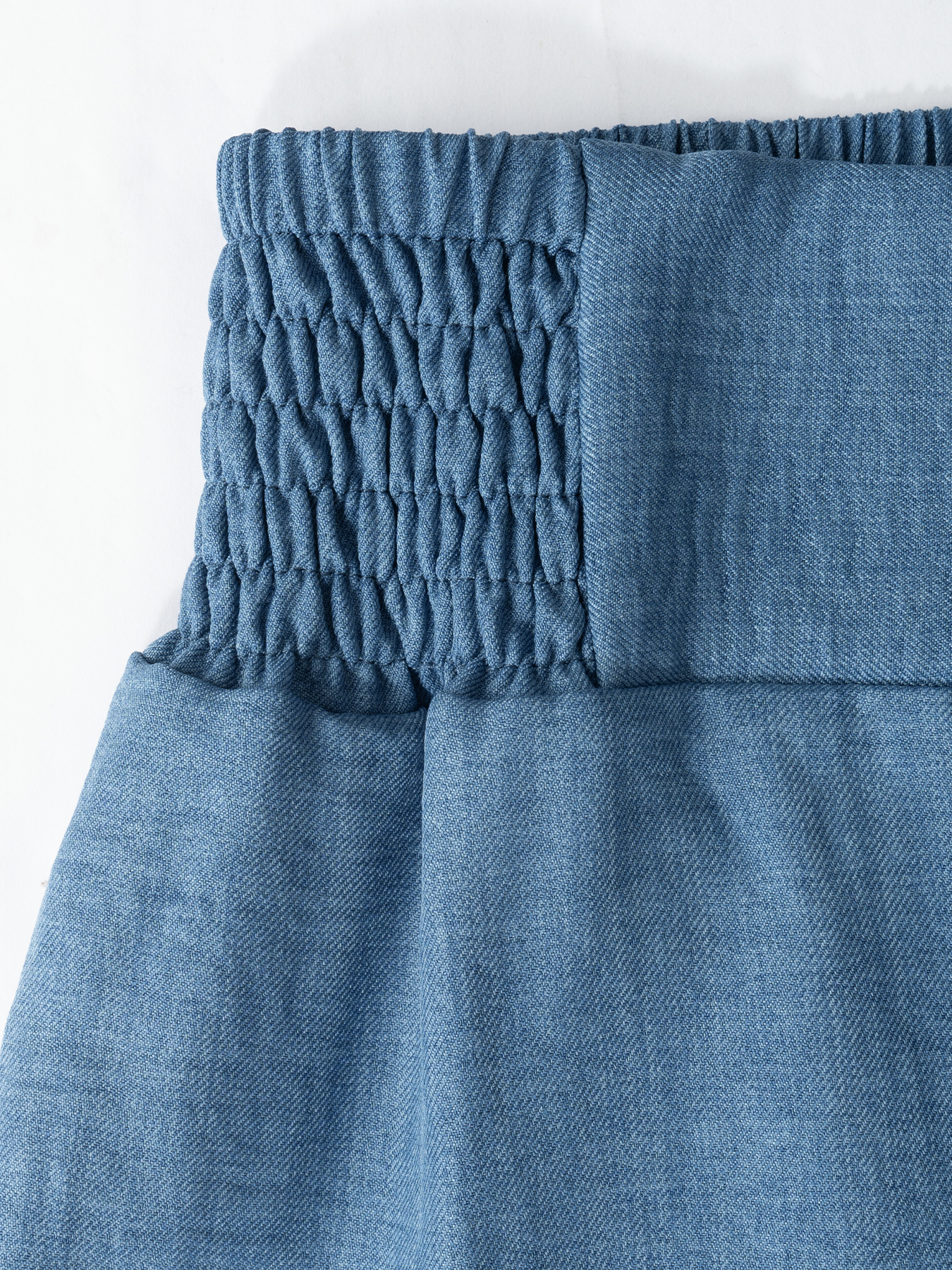 Women's Blue Smocked Waist Wide Leg Pants-Aegean-sea