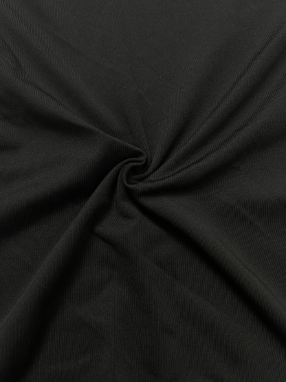 Woman's Black Crew Neck Long-Sleeve Fitted Top-Aegean-sea