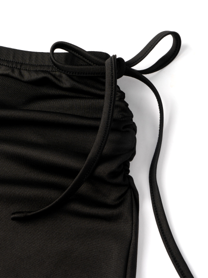 Falda midi de sirena para mujer con panel de encaje y corbata lateral con volantes Traje de noche elegante-Aegean-sea