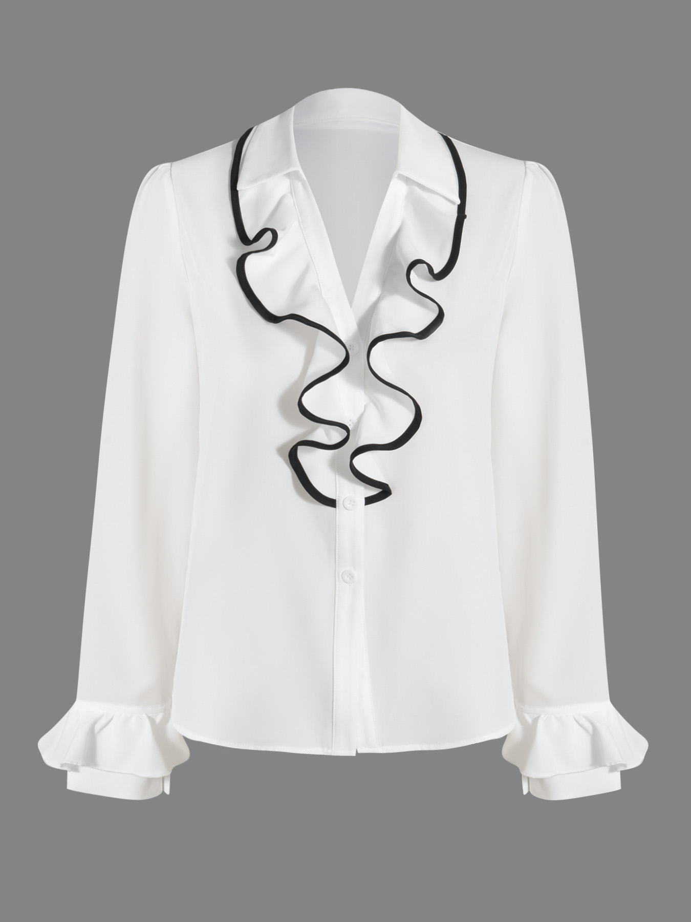 Woman's European Court-Inspired Autumn Ruffled Blouse-Aegean-sea