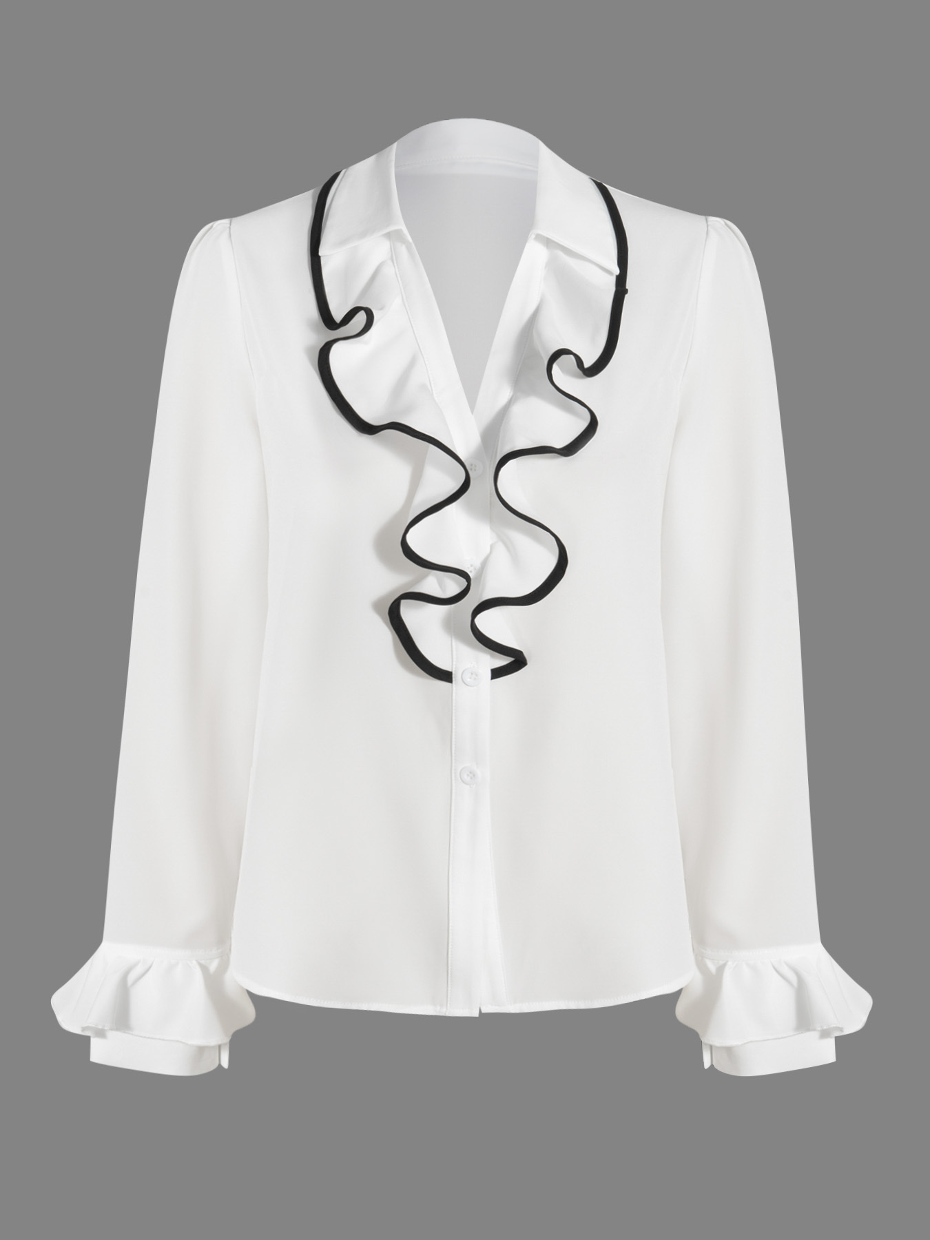 Woman's European Court-Inspired Autumn Ruffled Blouse-Aegean-sea