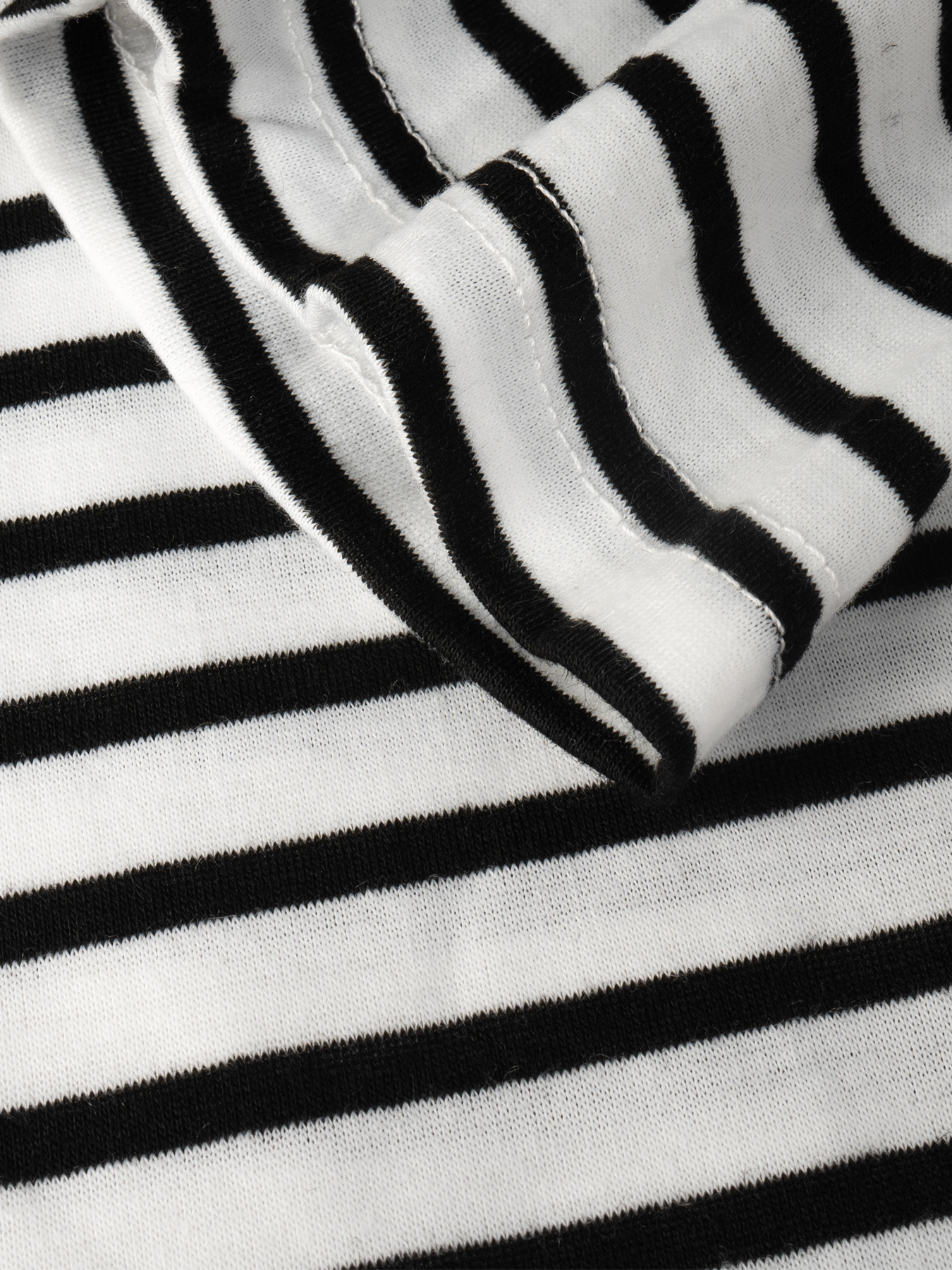 Camiseta de manga larga con cordón de cuello alto a rayas para mujer-Aegean-sea