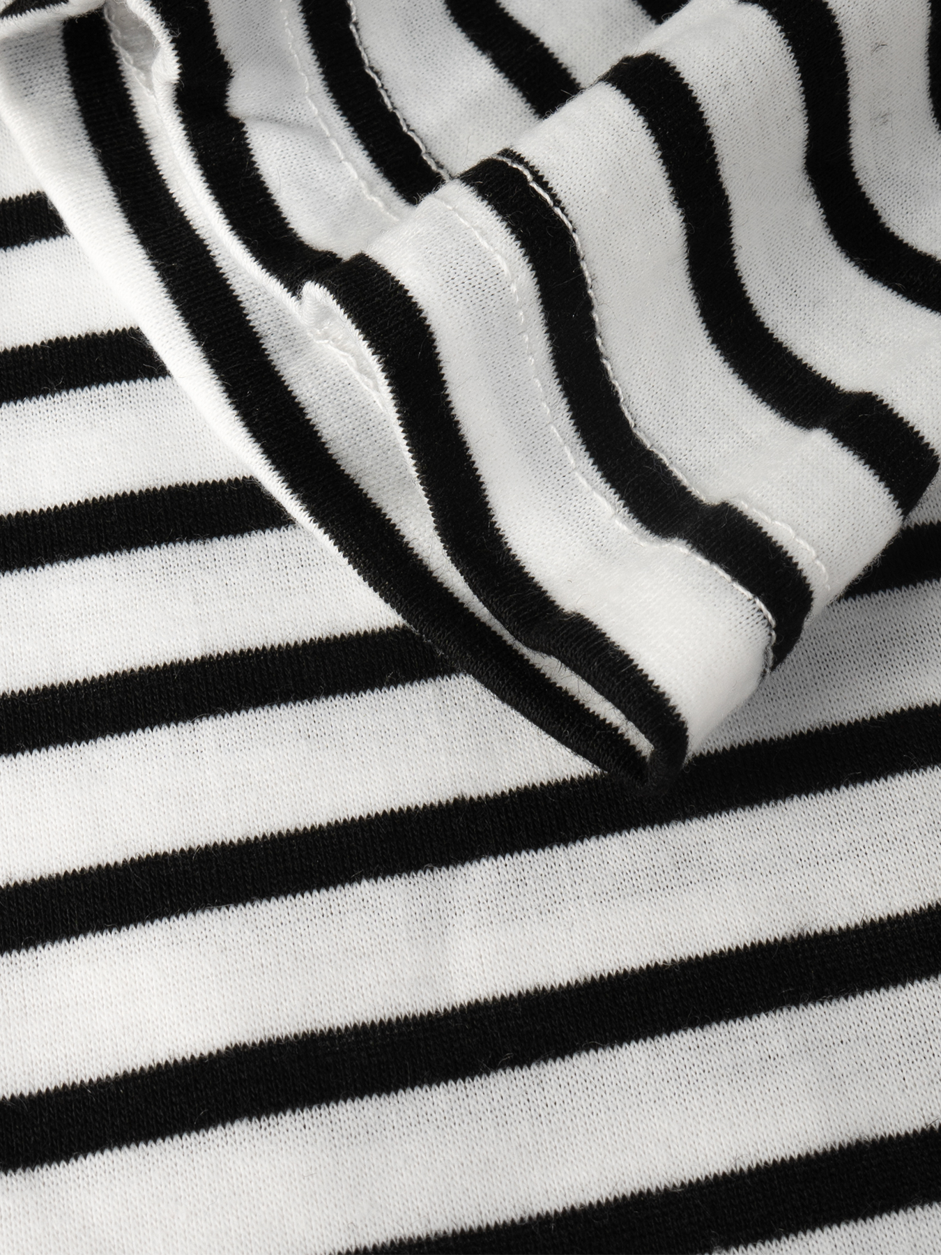 Camiseta de manga larga con cordón de cuello alto a rayas para mujer-Aegean-sea