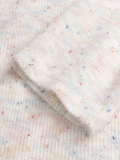 Cárdigan de punto moteado de frente abierta para mujer con mangas batwing-Aegean-sea