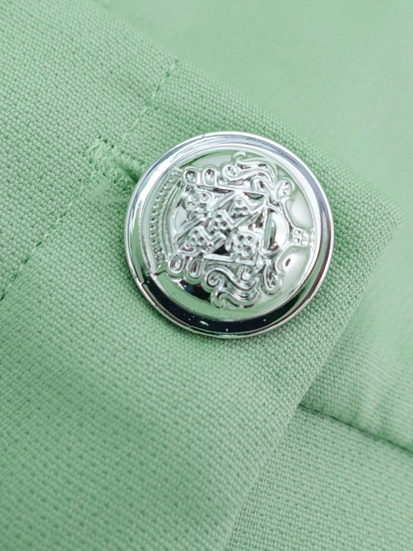 Women's V-neck Button Sleeve Diamond Long Sleeve Slim Fit Jumpsuit-Aegean-sea