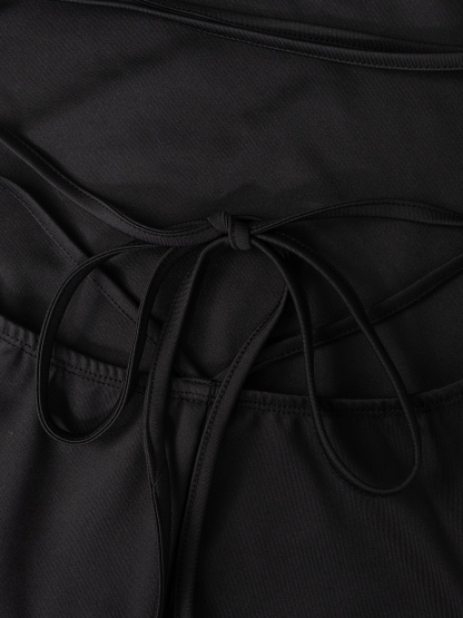 Women‘s thin shoulder straps cross-exposed back long strappy skirt pajama dress-Aegean-sea