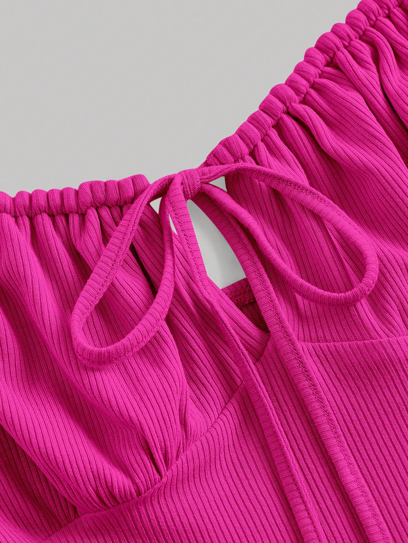 Woman's Fuchsia Tie Shoulder Sweetheart Neck Ruched Bodycon Midi Dress-Aegean-sea