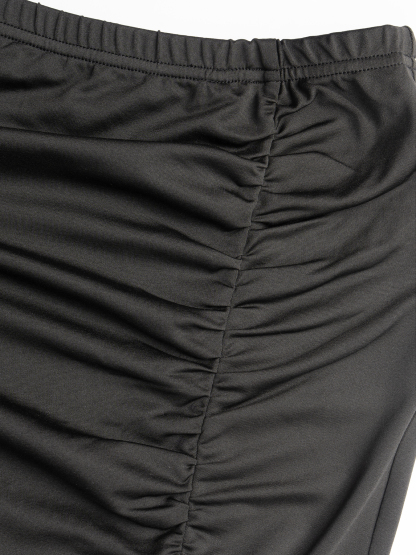 Set de dos piezas Blusa envolvente con estampado abstracto blanco y negro y minifalda de sirena arremolinada-Aegean-sea