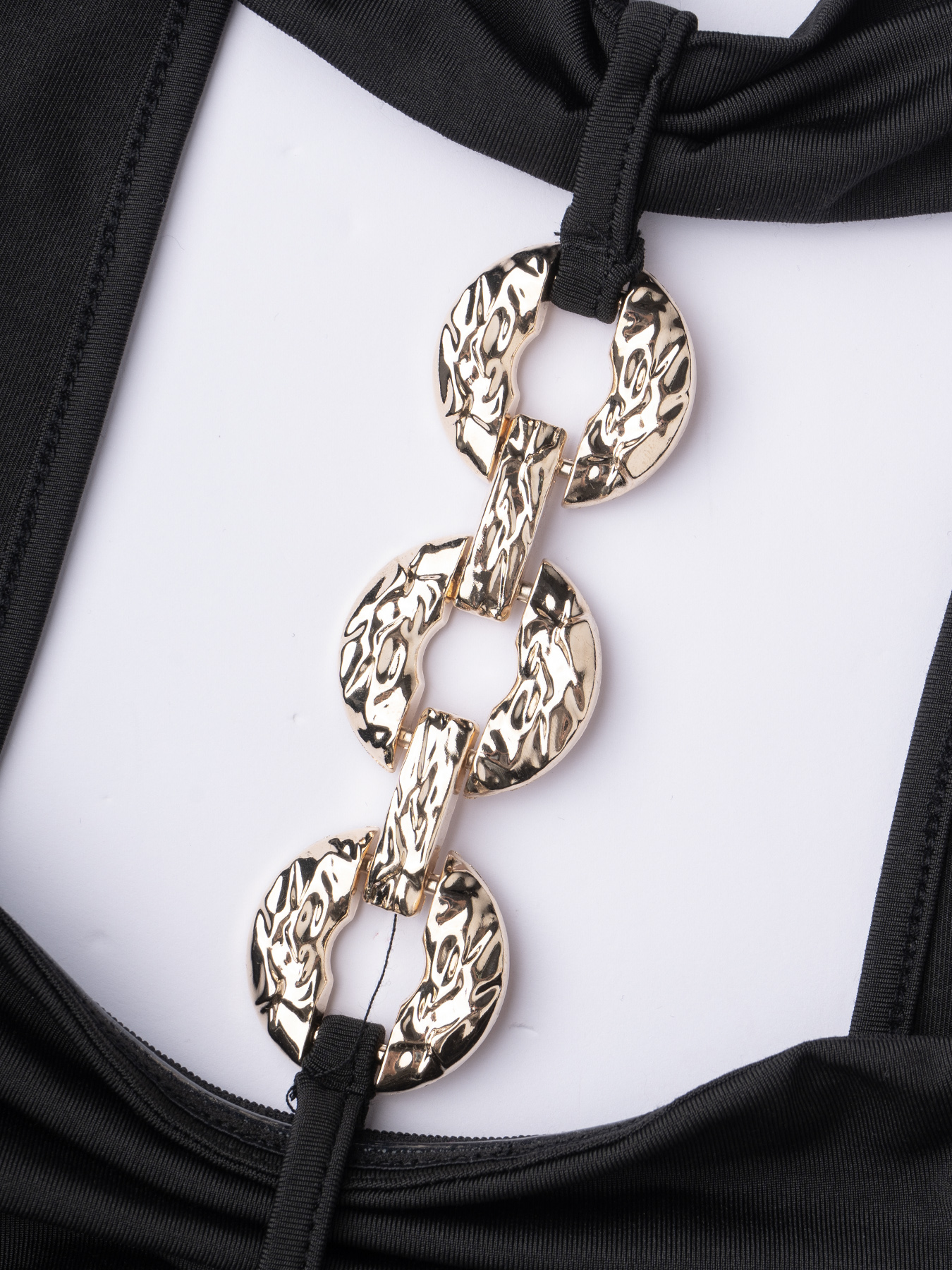 Black halter metal chain jumpsuit, hollow-out wide-leg pants