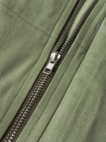 Black and green contrasting reversal suede shirt Loose long-sleeved jacket jacket jacket