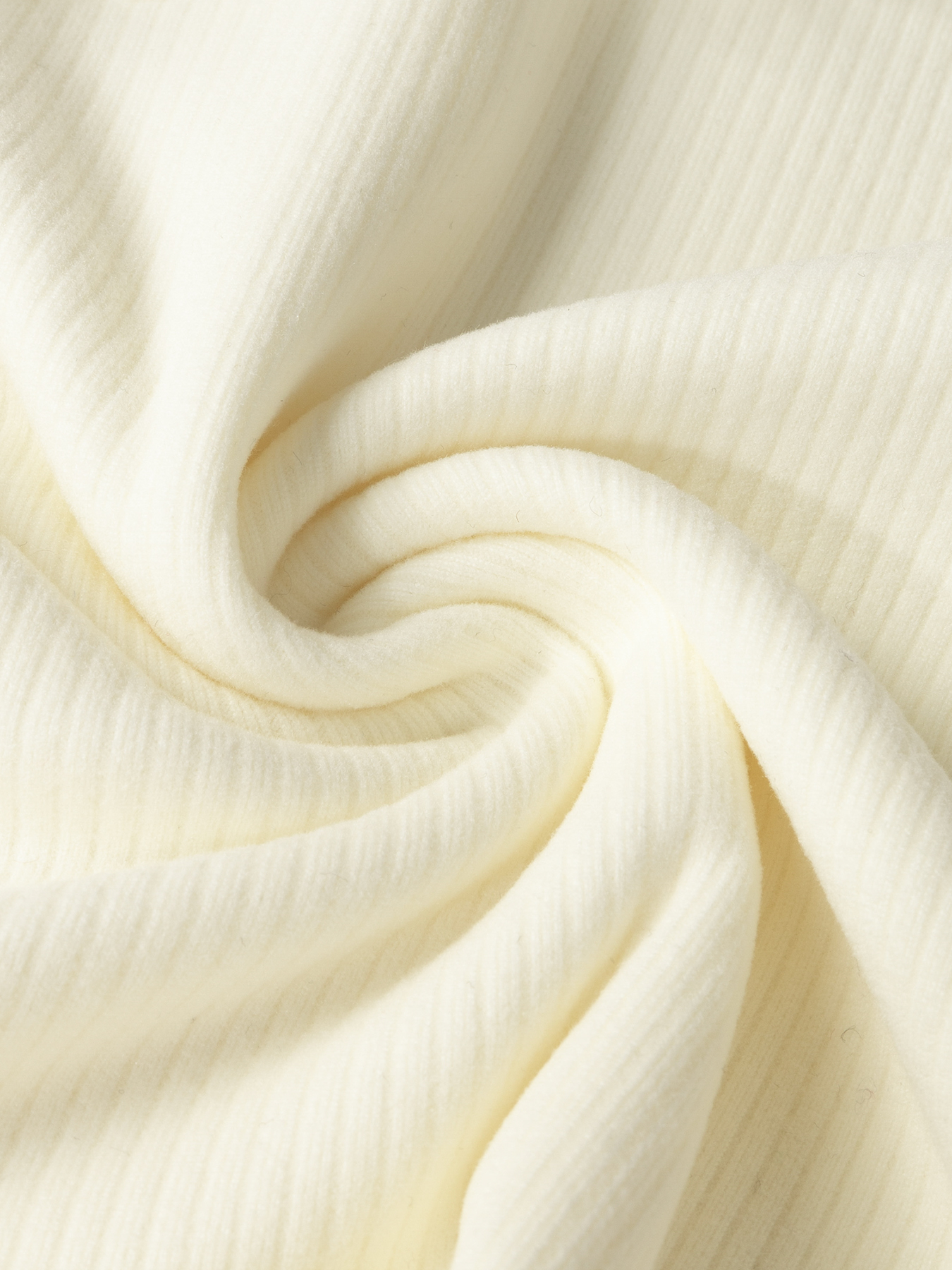 Women's Cream V-Neck Long Sleeve Top with Asymmetric Ruffle Lace Trim and Ribbed Detail