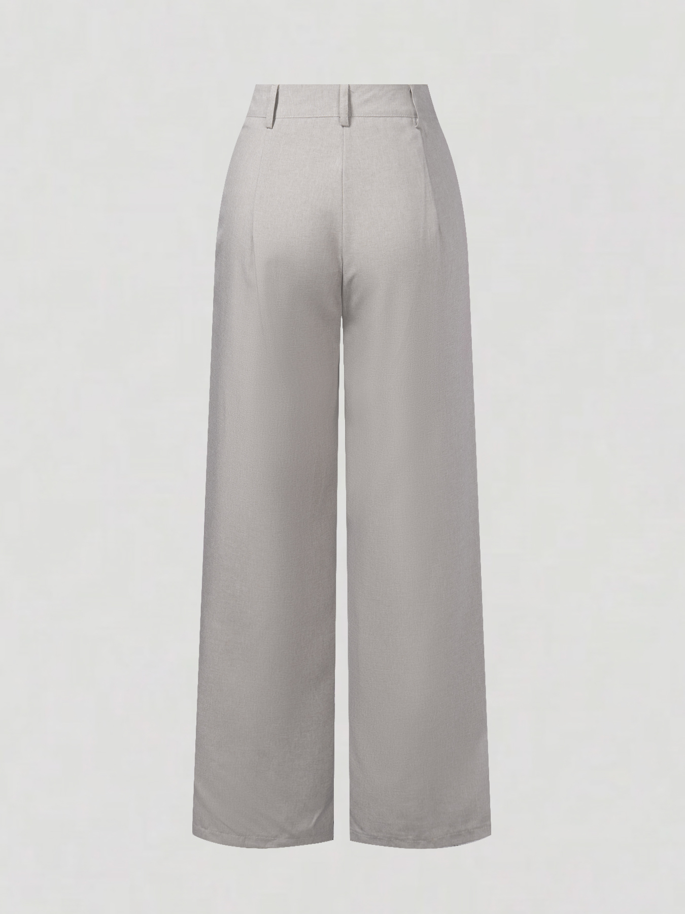 Pantalones anchos plisados de cintura alta de color gris claro para mujer-Aegean-sea