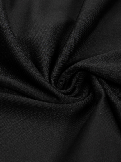 Woman's Black Mock Neck Sheer Lace Long Sleeve Ruched Mermaid Dress